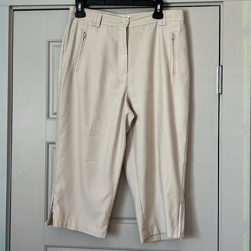 Christopher &‎ Banks polyester capri light tan pants Sz 8